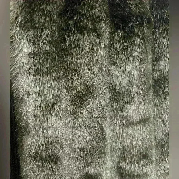 Y2K Kathie Lee Faux Fur Front Ribbed Back Jacket Women's Brown Long Sleeve Size8 - Picture 5 of 5